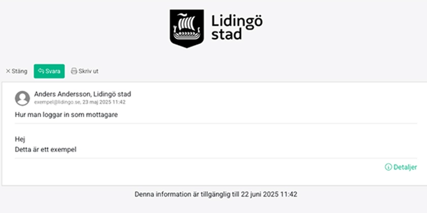 Instruktion inloggad i säkra meddelanden