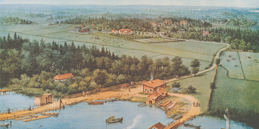 Gångsätraområdet på Lidingö 1883. Gouache av Otto August Mankell (1838-85).