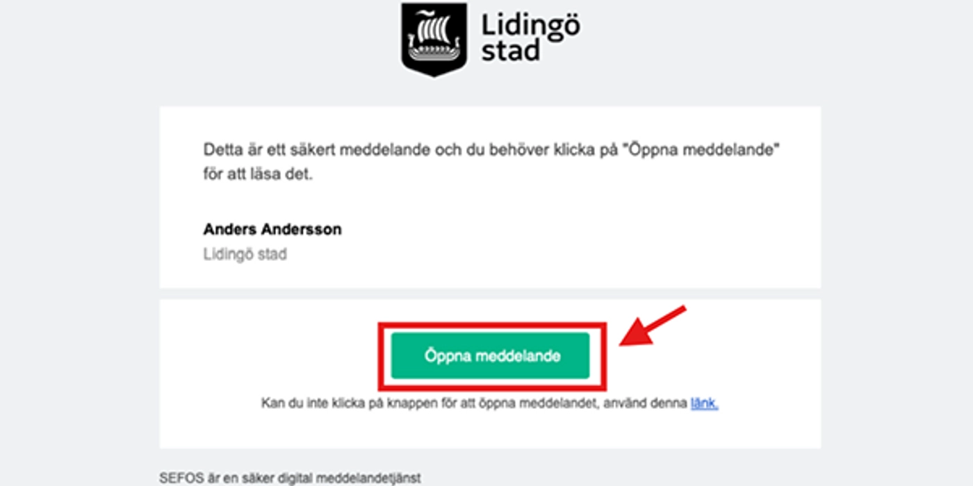 Instruktion Öppna meddelande i Säkra meddelande