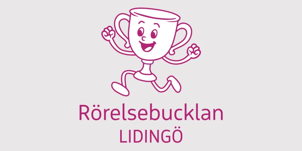 En kopp med ett leende ansikte och armarna i luften.