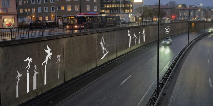 Visionsbild för ljusdesign vid en bilväg.