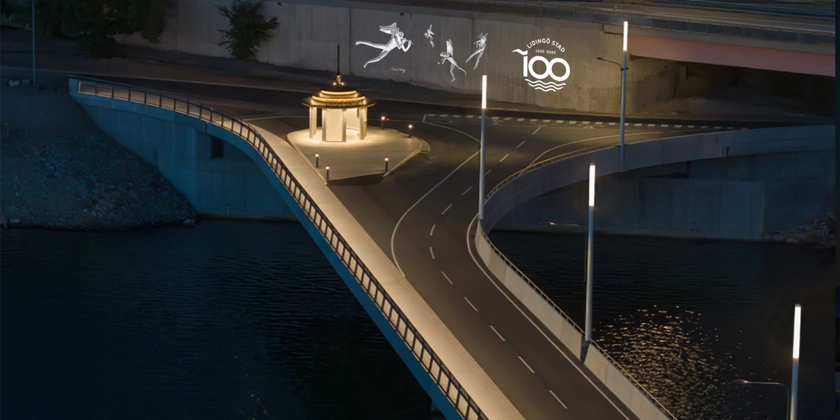 Visionsbild för ljusdesign vid en bro.