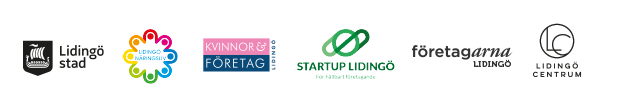 Loggor för Lidingö stad, Lidingö näringsliv, Kvinnor och företag Lidingö, Start-up Lidingö, Företagarna Lidingö och Lidingö centrum.
