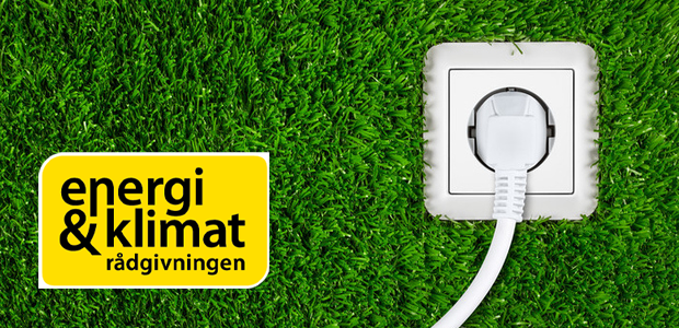 Energi- och klimatrådgivningens logga på bild med grönt gräs och eluttag.