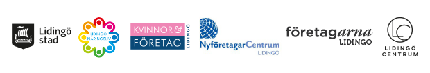 Loggor för Lidingö stad, Lidingö näringsliv, Kvinnor och företag Lidingö, Nyföretagarcentrum Lidingö, Företagarna Lidingö och Lidingö centrum.