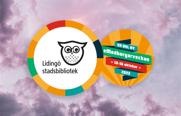 Logo för E-medborgarveckan på Lidingö stadsbibliotek