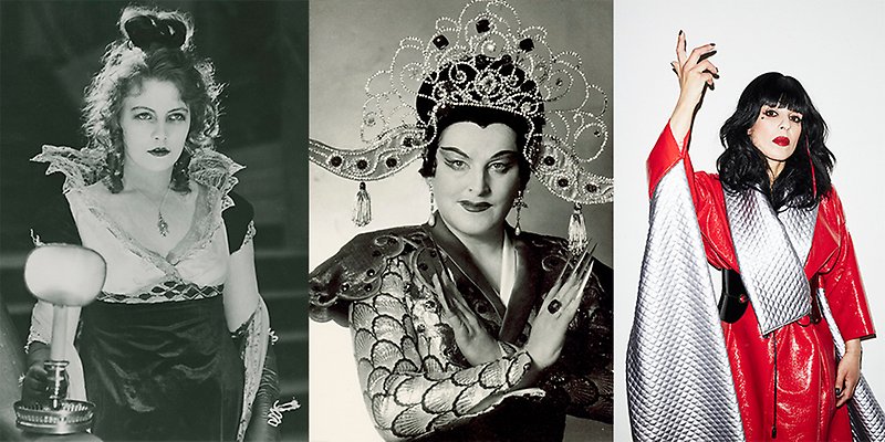 1 Greta Garbo © AB Svensk Filmindustri 1924 Foto Julius Jaenzon. 2 Birgit Nilsson © Kungliga Operan fotograf Enar Merkel Rydberg. 3 Leila K foto Stefan Holm Mardo look Merilin Kermas Mardo.