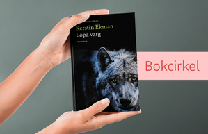 Bokomslag Löpa varg. Omslaget visar huvudet på en varg. Omslag av Eva Wilsson.