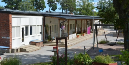 Bodals förskolas utemiljö med lekytor.