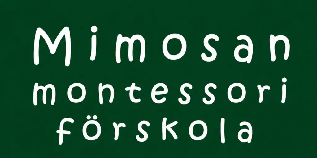 En bild på en skylt där det står mimosan montessori för skola.