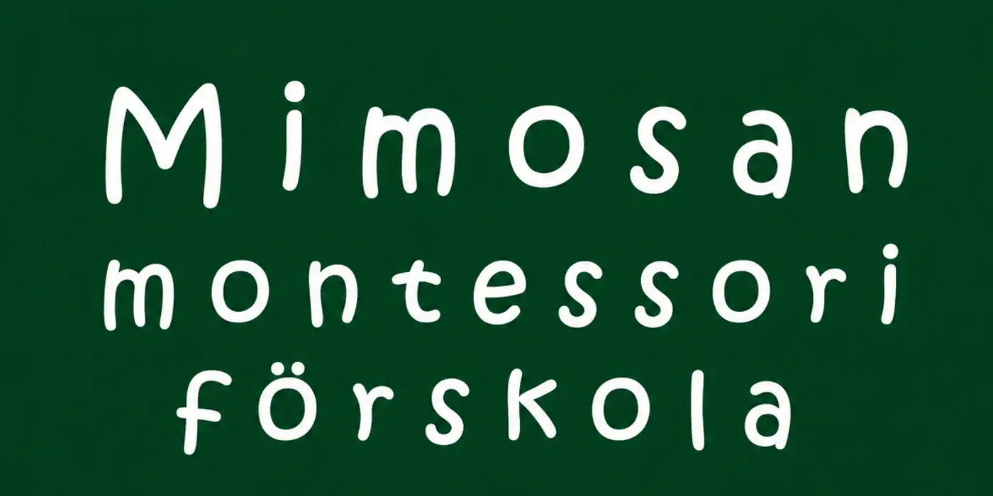 En bild på en skylt där det står mimosan montessori för skola.