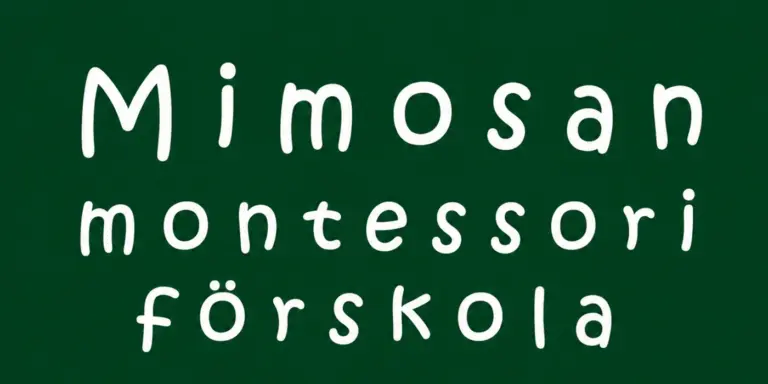 En bild på en skylt där det står mimosan montessori för skola.