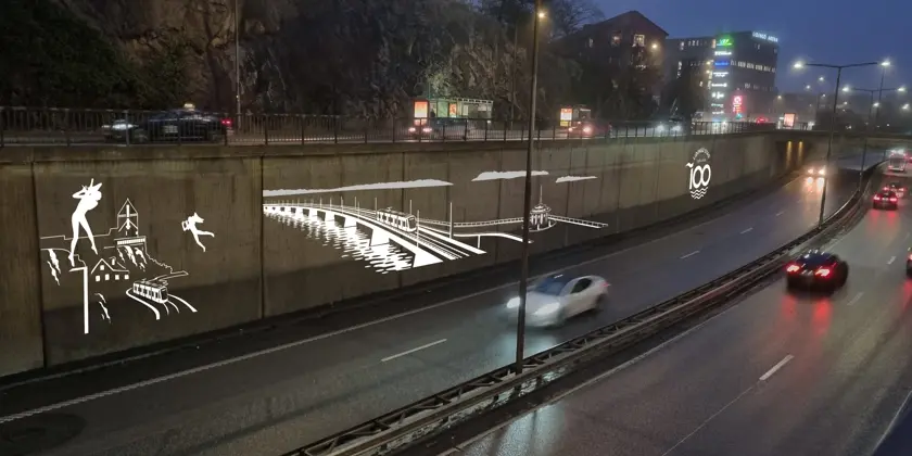 Visionsbild för ljusdesign vid en bilväg.