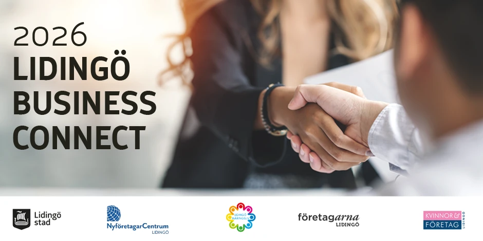 Två personer skakar hand. Text: 2026 Lidingö Business Connect