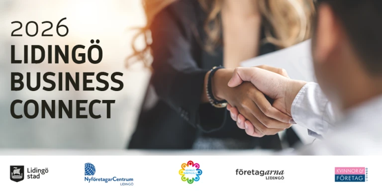 Två personer skakar hand. Text: 2026 Lidingö Business Connect