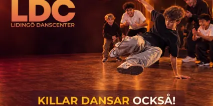 En grupp unga män som dansar på dansgolvet.
