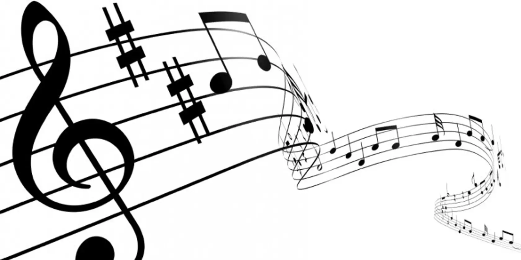 Ett svartvitt bild av musiknoter.